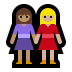 👩🏽‍🤝‍👩🏼 women holding hands: medium skin tone, medium-light skin tone display on Windows